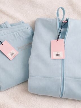 Juicy Couture Sweatpant Set XL Baby Blue Zip Hoodie & Joggers Set